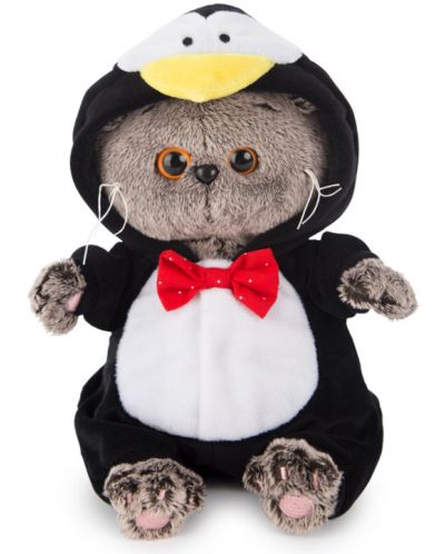 Плюшена играчка Budi Basa - Коте Басик бебе в костюм на пингвин, 20 cm