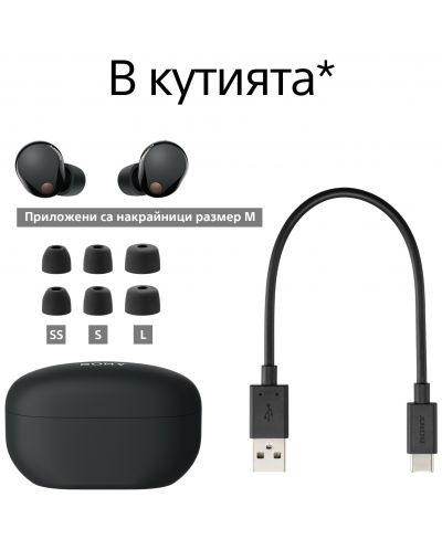Безжични слушалки Sony - WF-1000XM5, TWS, ANC, черни - 12