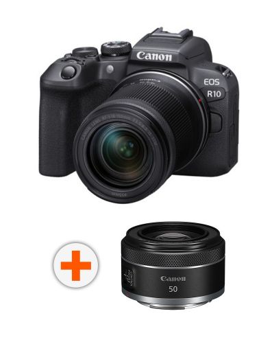 Безогледален фотоапарат Canon - EOS R10, RF-S 18-150, IS STM, Black + Обектив Canon - RF 50mm, F/1.8 STM - 1