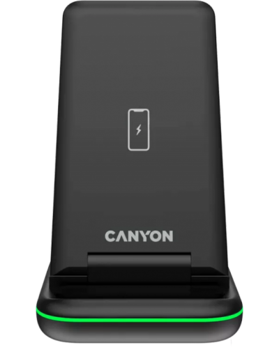 Безжично зарядно Canyon - WS-304, 15W, черно - 2