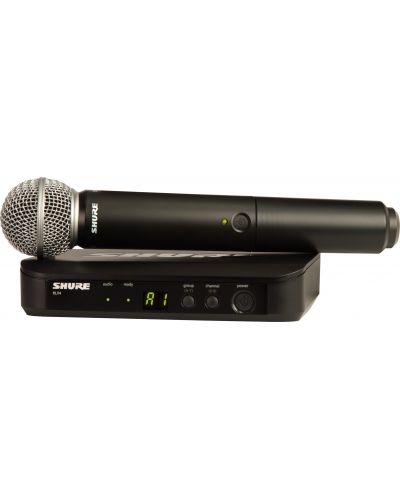 Безжична микрофонна система Shure - BLX24E/SM58, черна - 1