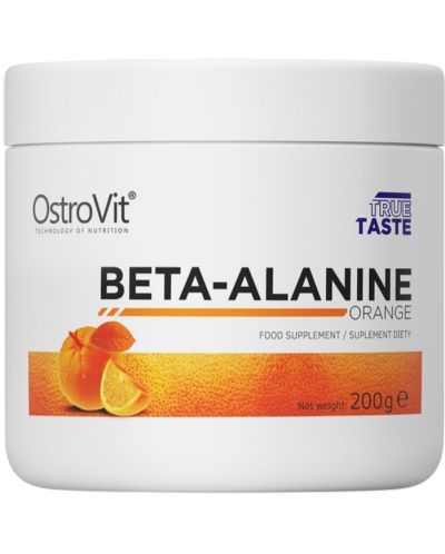 Beta-Alanine Powder, портокал, 200 g, OstroVit - 1