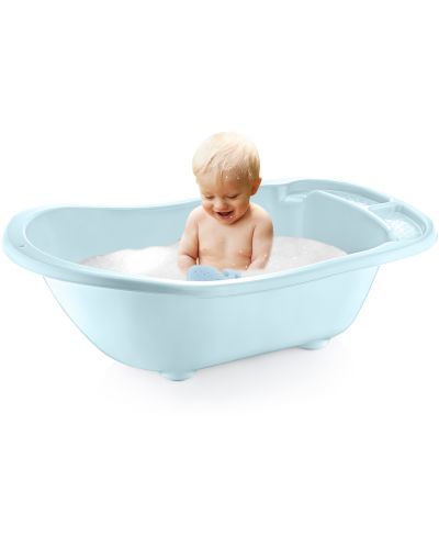 Бебешка вана с отвор за оттичане BabyJem - Синя, 55 l - 4