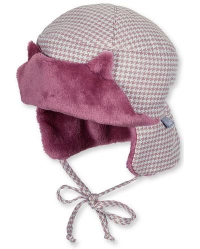 Бебешка зимна шапка ушанка Sterntaler - 45 cm, 6-9 месеца, розова - 1