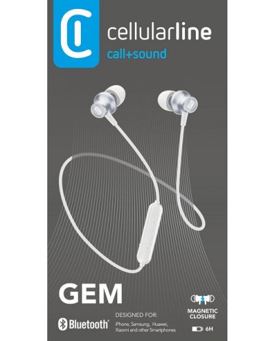 Безжични слушалки с микрофон Cellularline - Gem, бели - 4