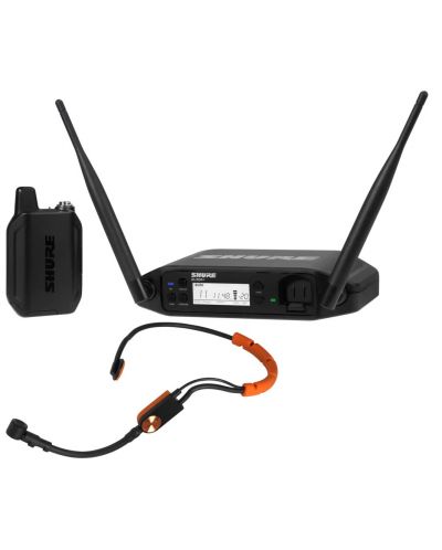 Безжична микрофонна система Shure - GLXD14+/SM31, черна/оранжева - 1