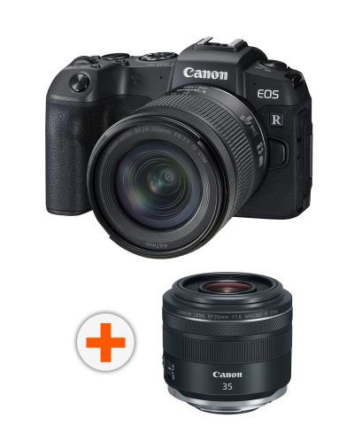 Безогледален фотоапарат Canon - EOS RP, RF 24-105mm, f/F4-7.1 IS, черен + Обектив Canon - RF 35mm f/1.8 IS Macro STM - 1