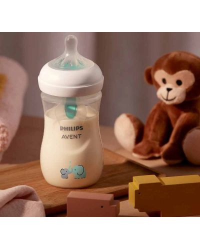 Бебешко шише Philips Avent - Natural Response 3.0, AirFree, 1m+, 260 ml, Слон - 8