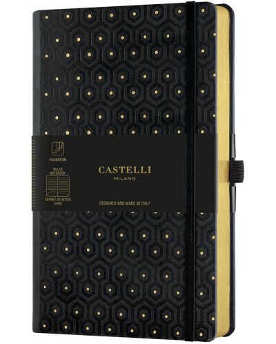Бележник Castelli Copper & Gold - Honeycomb Gold, 13 x 21 cm, линиран - 1