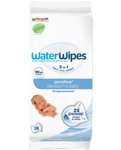 Бебешки почистващи кърпички Water Wipes Baby - On the Go, 28 броя