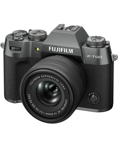Безогледален фотоапарат Fujifilm - X-T50, XC 15-45 mm, f/3.5-5.6, Charcoal Silver - 1