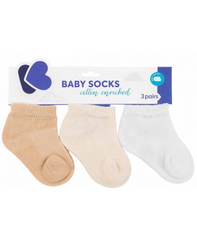 Бебешки летни чорапи KikkaBoo - 2-3 години, 3 броя, Beige - 1
