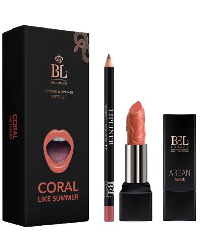 Bel London Комплект Coral like summer - Червило Argan, N08 + Молив за устни, N119 - 1