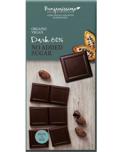 Веган натурален шоколад, 80%, 70 g, Benjamissimo - 1