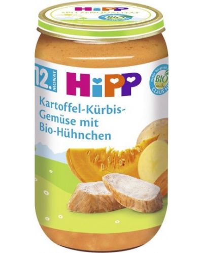 Био ястие Hipp - Картофи, тиква, зеленчуци и пиле, 250 g - 1