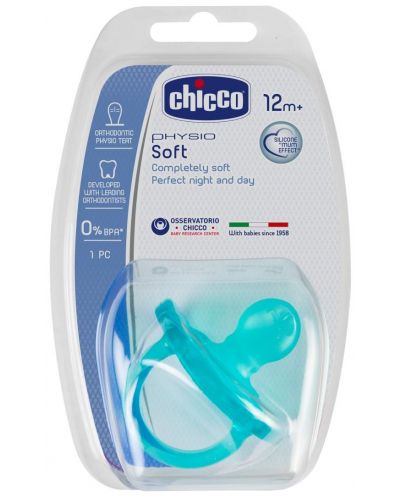 Биберон-залъгалка Chicco - Physio Soft, силикон, 12 м+, за момче, асортимент