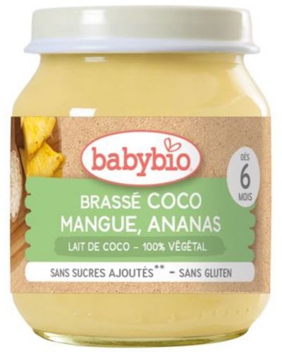 Био плодово пюре Babybio - Кокосово мляко, манго и ананас, 130 g - 1