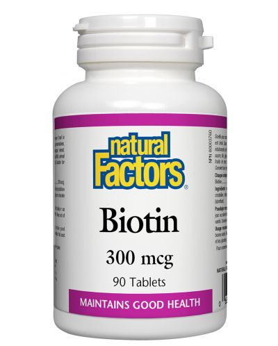 Biotin, 300 mcg, 90 таблетки, Natural Factors - 1