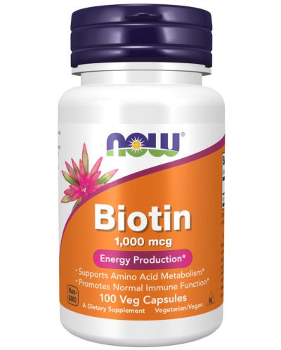 Biotin, 1000 mcg, 100 капсули, Now - 1