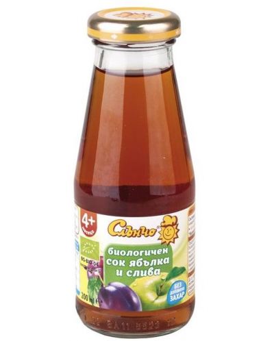 Био сок Слънчо - Ябълка и сливи, 200 ml - 1