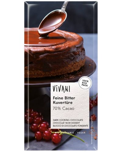Био шоколадов кувертюр, натурален, 200 g, Vivani - 1