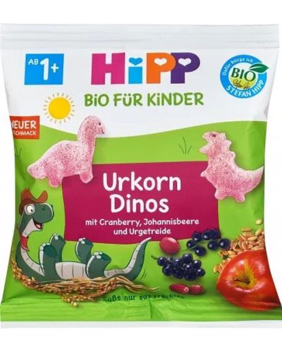 Био зърнени бисквити Hipp - Динозаври с плодове, 30 g - 1
