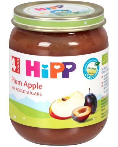 Био плодово пюре Hipp - Сливи и ябълки, 125 g - 1