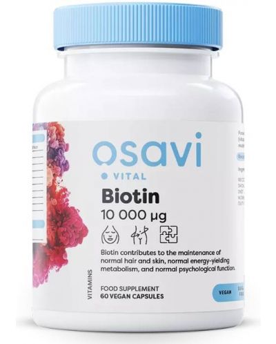 Biotin, 10 000 mcg, 60 капсули, Osavi - 1