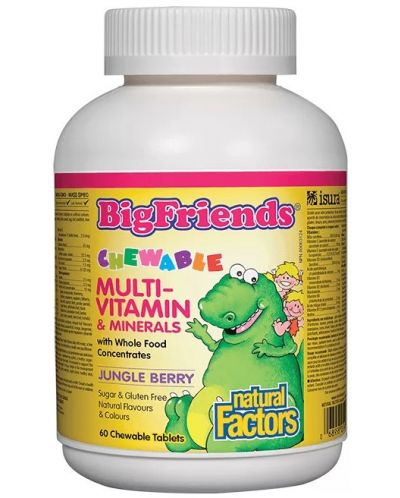 BigFriends Multi-Vitamin & Minerals, 60 дъвчащи таблетки, Natural Factors - 1