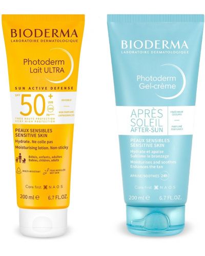 Bioderma Photoderm Комплект - Гел-крем за след слънце и Слънцезащитно мляко, SPF50+, 2 x 200 ml - 1