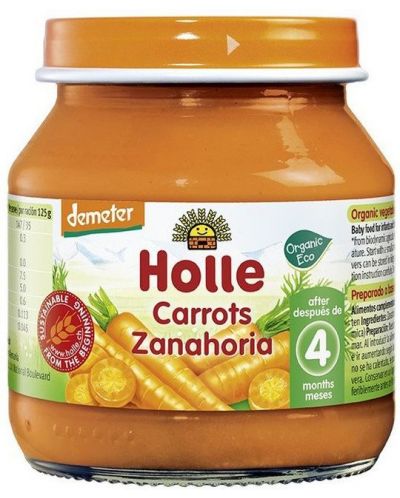 Био зеленчуково пюре Holle - Моркови, 125 g - 1