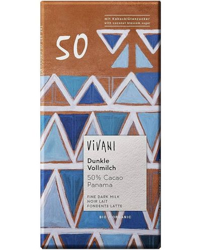 Био тъмен млечен шоколад, 50% какао, 80 g, Vivani - 1