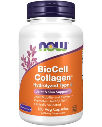 BioCell Collagen Hydrolyzed Type II, 120 капсули, Now - 1