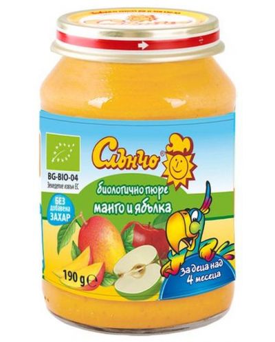 Био плодово пюре Слънчо -  Манго и ябълка, 190 g - 1