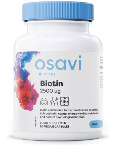 Biotin, 2500 mcg, 60 капсули, Osavi - 1