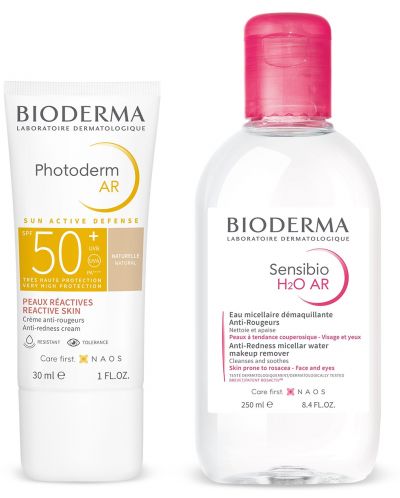 Bioderma Sensibio & Photoderm Комплект - Мицеларна вода и Слънцезащитен оцветен крем AR, 250 + 30 ml - 1