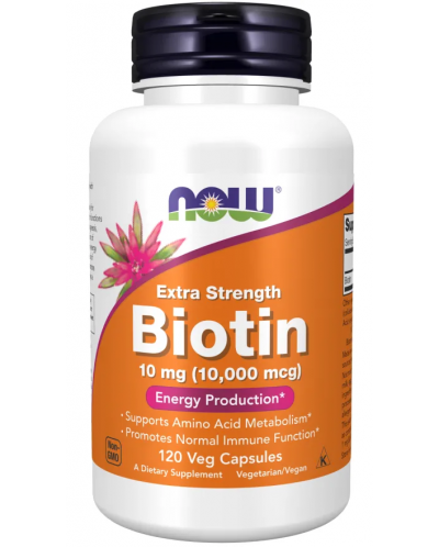 Biotin Extra Strength, 10000 mcg, 120 капсули, Now - 1