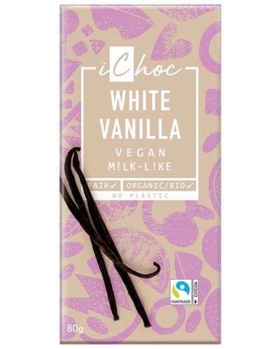 Био бял шоколад с ванилия, 80 g, iChoc - 1