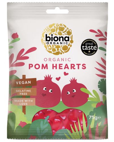 Био желирани бонбони Biona – Сърца, 75 g - 1