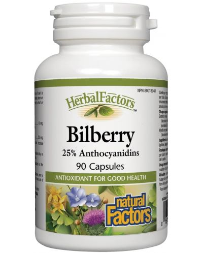 Herbal Factors Bilberry, 90 капсули, Natural Factors - 1