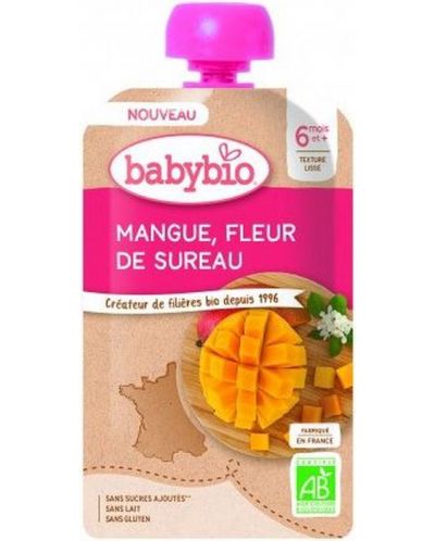 Био плодов мус Babybio - Манго с бъз, 120 g - 1