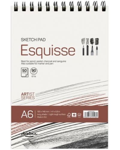 Блокче за рисуване Drasca - Esquisse, 50 листа, А6 - 1