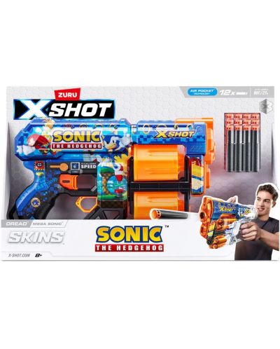 Бластер Zuru X Shot - Skins Sonic, 12 стрели, Асортимент - 1