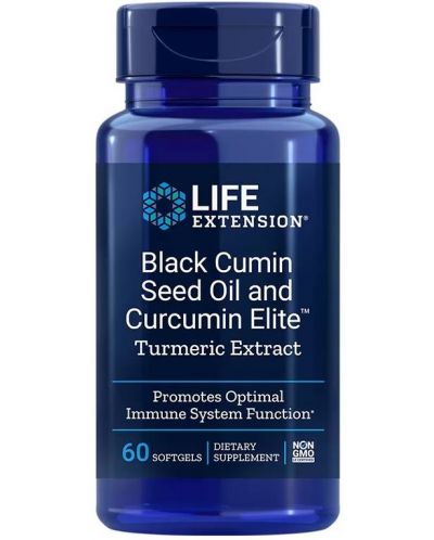 Black Cumin Seed Oil and Curcumin Elite, 60 софтгел капсули, Life Extension - 1