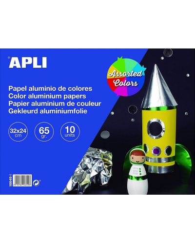 Блокче APLI - Хартия, металик, 10 листа, различни цветове - 1
