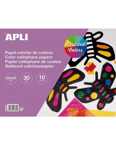 Блокче APLI - Целофан, 10 листа, различни цветове - 1