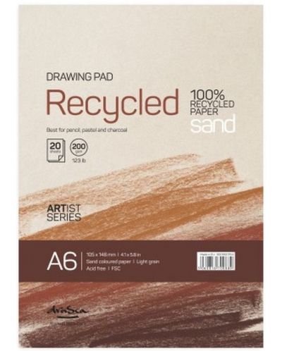 Блокче за рисуване Drasca - Recycled, 20 листа, А6 - 1