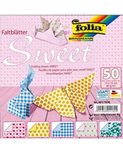 Блокче с хартии за оригами Folia - Sweet, 50 листа - 1