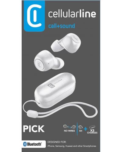 Безжични слушалки Cellularline - Pick, TWS, бели - 2