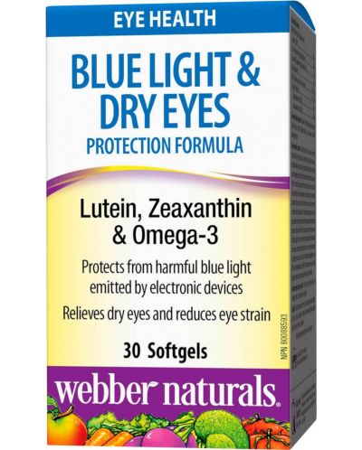 Blue Light & Dry Eyes Protection Formula, 30 софтгел капсули, Webber Naturals - 1